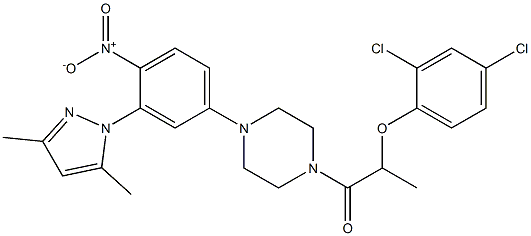 2-(2,4-dichlorophenoxy)-1-[4-[3-(3,5-dimethylpyrazol-1-yl)-4-nitrophenyl]piperazin-1-yl]propan-1-one Struktur