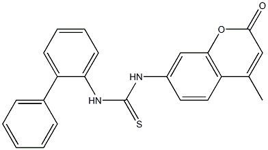 1-(4-methyl-2-oxochromen-7-yl)-3-(2-phenylphenyl)thiourea Struktur