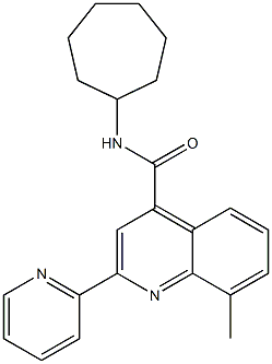 N-cycloheptyl-8-methyl-2-pyridin-2-ylquinoline-4-carboxamide Struktur