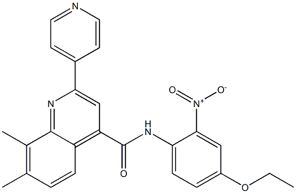 N-(4-ethoxy-2-nitrophenyl)-7,8-dimethyl-2-pyridin-4-ylquinoline-4-carboxamide Struktur