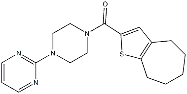 (4-pyrimidin-2-ylpiperazin-1-yl)-(5,6,7,8-tetrahydro-4H-cyclohepta[b]thiophen-2-yl)methanone Struktur