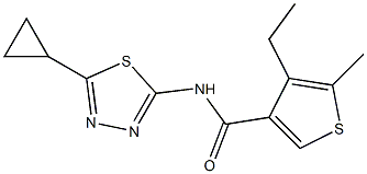 N-(5-cyclopropyl-1,3,4-thiadiazol-2-yl)-4-ethyl-5-methylthiophene-3-carboxamide Struktur