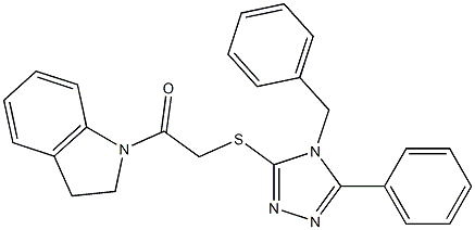 2-[(4-benzyl-5-phenyl-1,2,4-triazol-3-yl)sulfanyl]-1-(2,3-dihydroindol-1-yl)ethanone Struktur