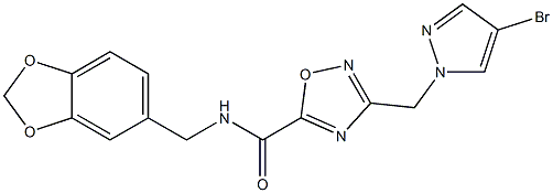 N-(1,3-benzodioxol-5-ylmethyl)-3-[(4-bromopyrazol-1-yl)methyl]-1,2,4-oxadiazole-5-carboxamide Struktur