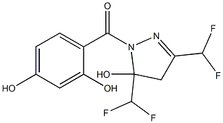 [3,5-bis(difluoromethyl)-5-hydroxy-4H-pyrazol-1-yl]-(2,4-dihydroxyphenyl)methanone Struktur