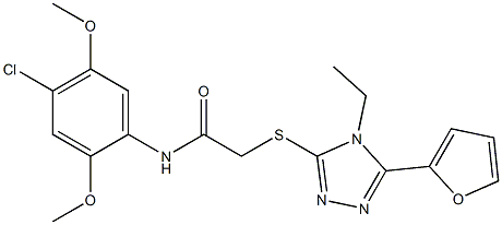 N-(4-chloro-2,5-dimethoxyphenyl)-2-[[4-ethyl-5-(furan-2-yl)-1,2,4-triazol-3-yl]sulfanyl]acetamide Struktur