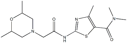 2-[[2-(2,6-dimethylmorpholin-4-yl)acetyl]amino]-N,N,4-trimethyl-1,3-thiazole-5-carboxamide Struktur