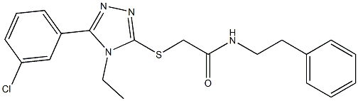 2-[[5-(3-chlorophenyl)-4-ethyl-1,2,4-triazol-3-yl]sulfanyl]-N-(2-phenylethyl)acetamide Struktur