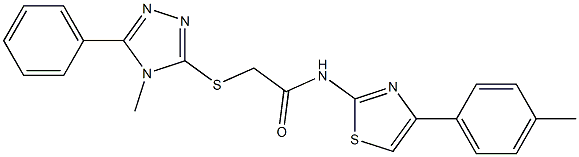 N-[4-(4-methylphenyl)-1,3-thiazol-2-yl]-2-[(4-methyl-5-phenyl-1,2,4-triazol-3-yl)sulfanyl]acetamide Struktur