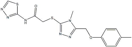 2-[[4-methyl-5-[(4-methylphenoxy)methyl]-1,2,4-triazol-3-yl]sulfanyl]-N-(1,3,4-thiadiazol-2-yl)acetamide Struktur