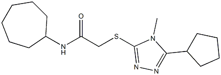 N-cycloheptyl-2-[(5-cyclopentyl-4-methyl-1,2,4-triazol-3-yl)sulfanyl]acetamide Struktur