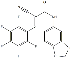 (E)-N-(1,3-benzodioxol-5-yl)-2-cyano-3-(2,3,4,5,6-pentafluorophenyl)prop-2-enamide Struktur