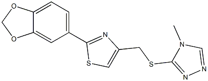 2-(1,3-benzodioxol-5-yl)-4-[(4-methyl-1,2,4-triazol-3-yl)sulfanylmethyl]-1,3-thiazole Struktur