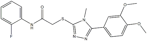 2-[[5-(3,4-dimethoxyphenyl)-4-methyl-1,2,4-triazol-3-yl]sulfanyl]-N-(2-fluorophenyl)acetamide Struktur