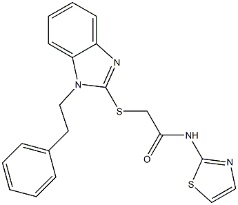 2-[1-(2-phenylethyl)benzimidazol-2-yl]sulfanyl-N-(1,3-thiazol-2-yl)acetamide Struktur