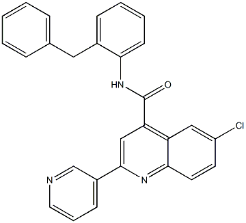 N-(2-benzylphenyl)-6-chloro-2-pyridin-3-ylquinoline-4-carboxamide Struktur