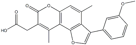 2-[3-(3-methoxyphenyl)-4,9-dimethyl-7-oxofuro[2,3-f]chromen-8-yl]acetic acid Struktur