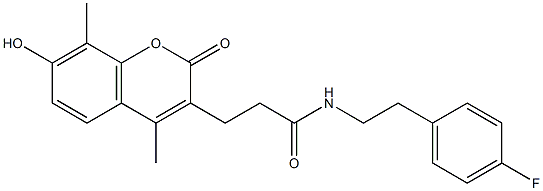 N-[2-(4-fluorophenyl)ethyl]-3-(7-hydroxy-4,8-dimethyl-2-oxochromen-3-yl)propanamide Struktur