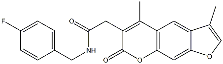 2-(3,5-dimethyl-7-oxofuro[3,2-g]chromen-6-yl)-N-[(4-fluorophenyl)methyl]acetamide Struktur