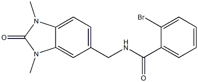 2-bromo-N-[(1,3-dimethyl-2-oxobenzimidazol-5-yl)methyl]benzamide Struktur