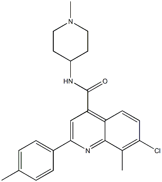 7-chloro-8-methyl-2-(4-methylphenyl)-N-(1-methylpiperidin-4-yl)quinoline-4-carboxamide Struktur