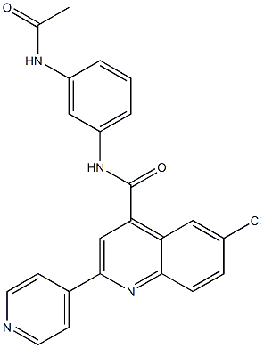 N-(3-acetamidophenyl)-6-chloro-2-pyridin-4-ylquinoline-4-carboxamide Struktur