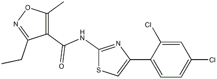 N-[4-(2,4-dichlorophenyl)-1,3-thiazol-2-yl]-3-ethyl-5-methyl-1,2-oxazole-4-carboxamide Struktur