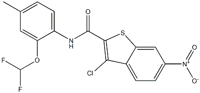 3-chloro-N-[2-(difluoromethoxy)-4-methylphenyl]-6-nitro-1-benzothiophene-2-carboxamide Struktur