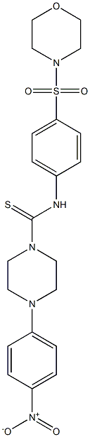 N-(4-morpholin-4-ylsulfonylphenyl)-4-(4-nitrophenyl)piperazine-1-carbothioamide Struktur