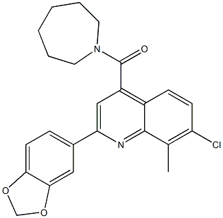 azepan-1-yl-[2-(1,3-benzodioxol-5-yl)-7-chloro-8-methylquinolin-4-yl]methanone Struktur