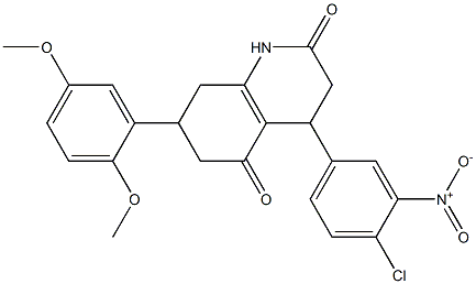 4-(4-chloro-3-nitrophenyl)-7-(2,5-dimethoxyphenyl)-1,3,4,6,7,8-hexahydroquinoline-2,5-dione Struktur