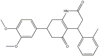 7-(3,4-dimethoxyphenyl)-4-(2-methylphenyl)-1,3,4,6,7,8-hexahydroquinoline-2,5-dione Struktur