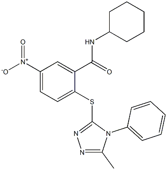 N-cyclohexyl-2-[(5-methyl-4-phenyl-1,2,4-triazol-3-yl)sulfanyl]-5-nitrobenzamide Struktur