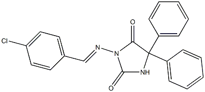 3-[(E)-(4-chlorophenyl)methylideneamino]-5,5-diphenylimidazolidine-2,4-dione Struktur