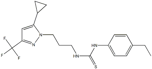 1-[3-[5-cyclopropyl-3-(trifluoromethyl)pyrazol-1-yl]propyl]-3-(4-ethylphenyl)thiourea Struktur