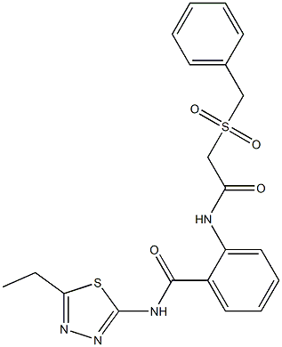 2-[(2-benzylsulfonylacetyl)amino]-N-(5-ethyl-1,3,4-thiadiazol-2-yl)benzamide Struktur