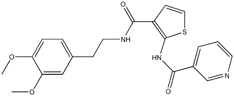 N-[3-[2-(3,4-dimethoxyphenyl)ethylcarbamoyl]thiophen-2-yl]pyridine-3-carboxamide Struktur