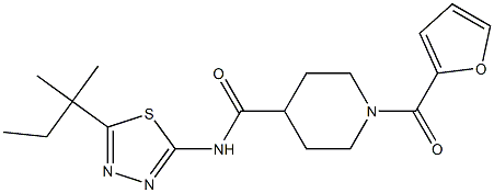 1-(furan-2-carbonyl)-N-[5-(2-methylbutan-2-yl)-1,3,4-thiadiazol-2-yl]piperidine-4-carboxamide Struktur