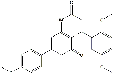 4-(2,5-dimethoxyphenyl)-7-(4-methoxyphenyl)-1,3,4,6,7,8-hexahydroquinoline-2,5-dione Struktur