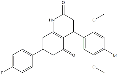 4-(4-bromo-2,5-dimethoxyphenyl)-7-(4-fluorophenyl)-1,3,4,6,7,8-hexahydroquinoline-2,5-dione Struktur