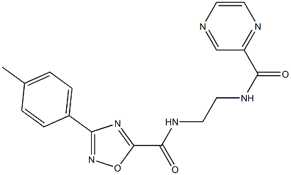 3-(4-methylphenyl)-N-[2-(pyrazine-2-carbonylamino)ethyl]-1,2,4-oxadiazole-5-carboxamide Struktur