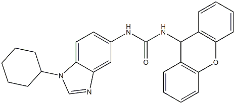 1-(1-cyclohexylbenzimidazol-5-yl)-3-(9H-xanthen-9-yl)urea Struktur