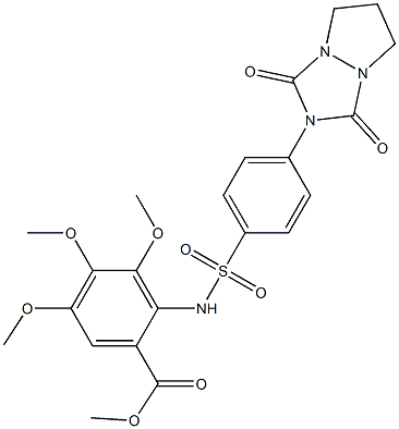 methyl 2-[[4-(1,3-dioxo-6,7-dihydro-5H-pyrazolo[1,2-a][1,2,4]triazol-2-yl)phenyl]sulfonylamino]-3,4,5-trimethoxybenzoate Struktur