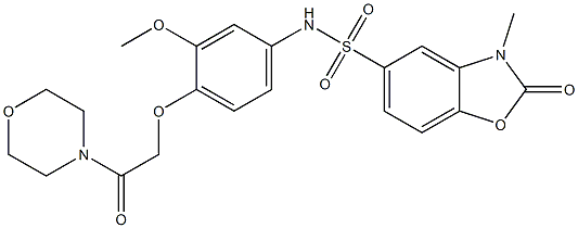 N-[3-methoxy-4-(2-morpholin-4-yl-2-oxoethoxy)phenyl]-3-methyl-2-oxo-1,3-benzoxazole-5-sulfonamide Struktur