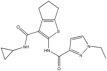 N-[3-(cyclopropylcarbamoyl)-5,6-dihydro-4H-cyclopenta[b]thiophen-2-yl]-1-ethylpyrazole-3-carboxamide Struktur