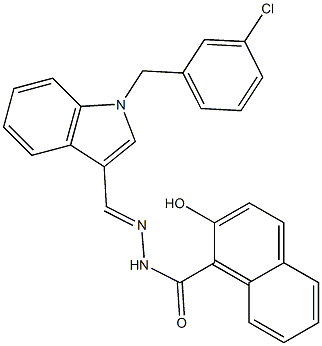 N-[(E)-[1-[(3-chlorophenyl)methyl]indol-3-yl]methylideneamino]-2-hydroxynaphthalene-1-carboxamide Struktur