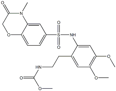 methyl N-[2-[4,5-dimethoxy-2-[(4-methyl-3-oxo-1,4-benzoxazin-6-yl)sulfonylamino]phenyl]ethyl]carbamate Struktur