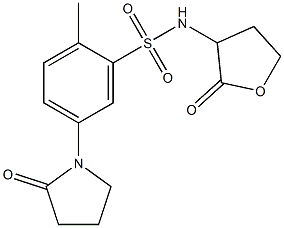 2-methyl-N-(2-oxooxolan-3-yl)-5-(2-oxopyrrolidin-1-yl)benzenesulfonamide Struktur