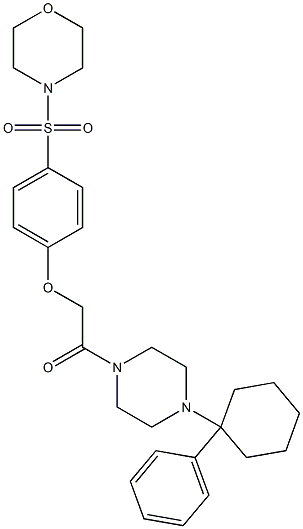 2-(4-morpholin-4-ylsulfonylphenoxy)-1-[4-(1-phenylcyclohexyl)piperazin-1-yl]ethanone Struktur