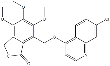 7-[(7-chloroquinolin-4-yl)sulfanylmethyl]-4,5,6-trimethoxy-3H-2-benzofuran-1-one Struktur